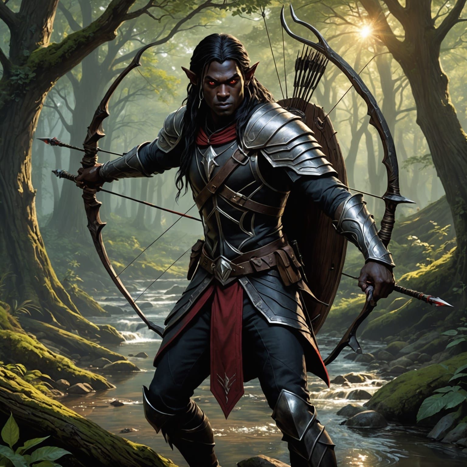 Fullbody Portrait of a male drow elf from Dungeons and Drago...