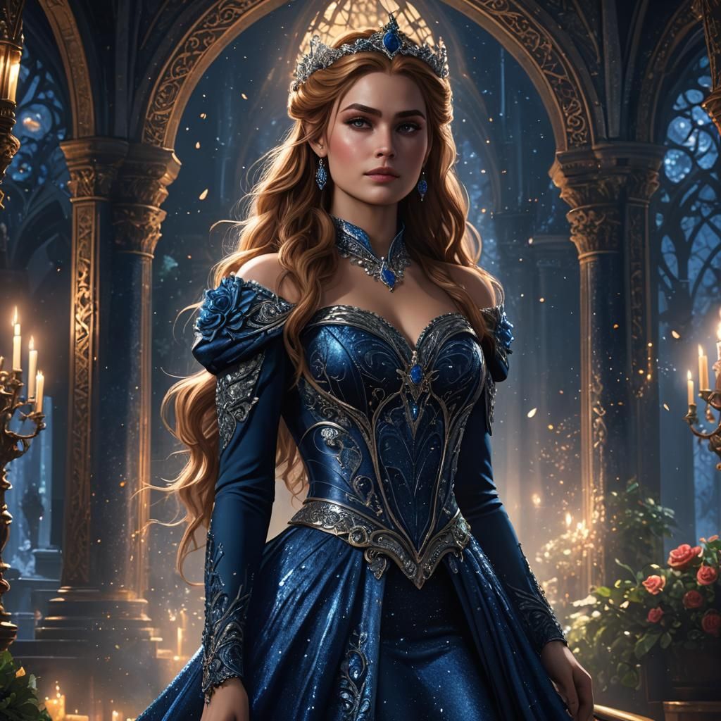 Feyre from a court of thorns and roses in a blue sparkly gown in ...