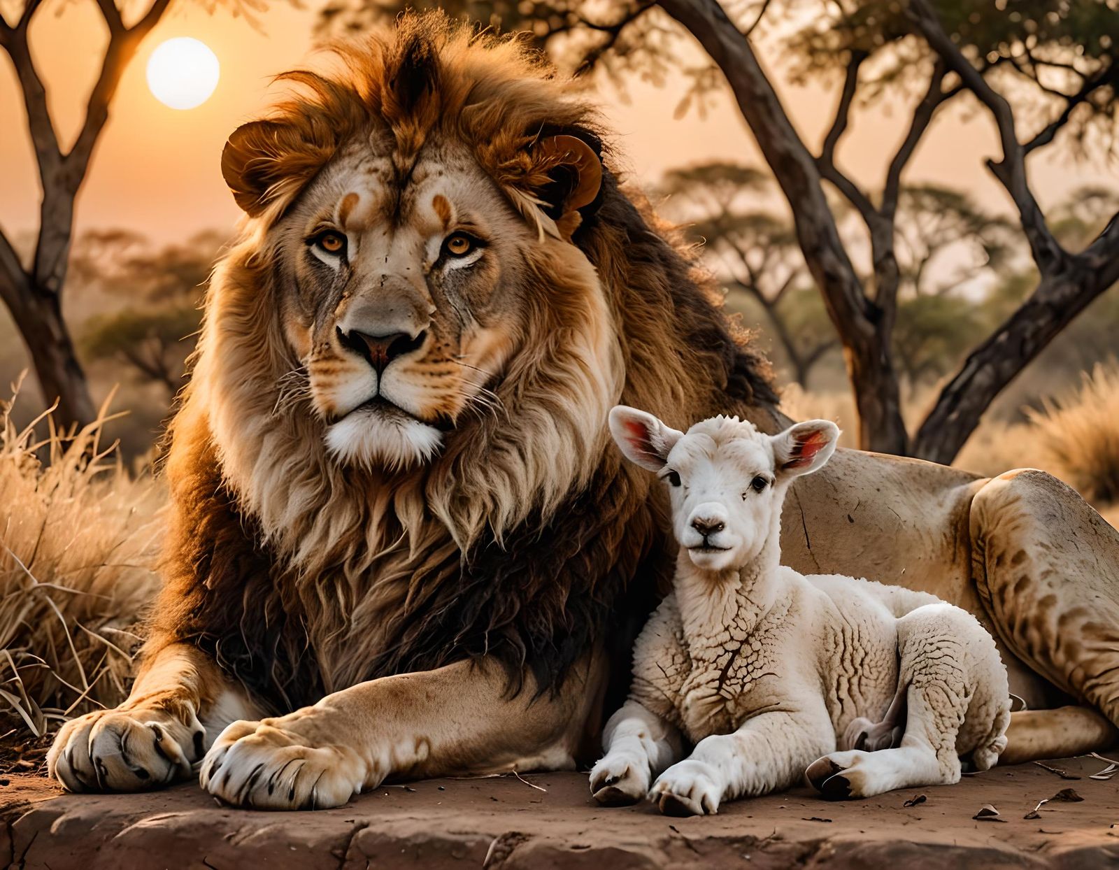 The Lion and the Lamb  by @AI Jungle