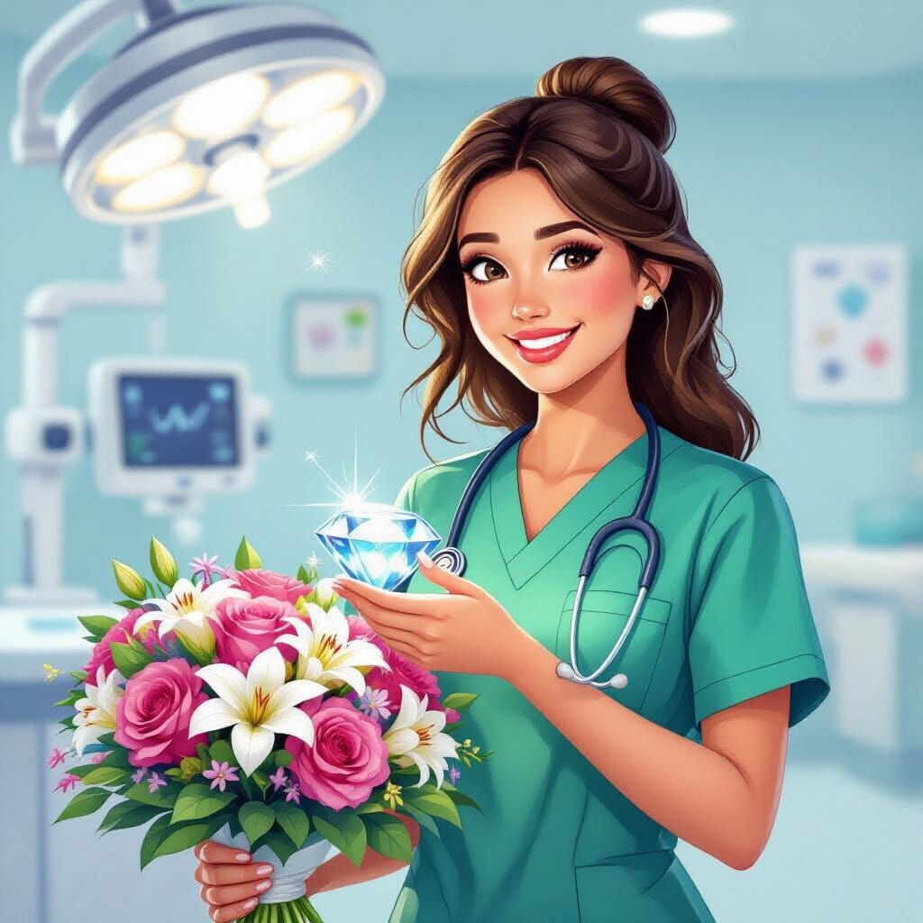 Doctor Surrounded by Jewels and Flowers