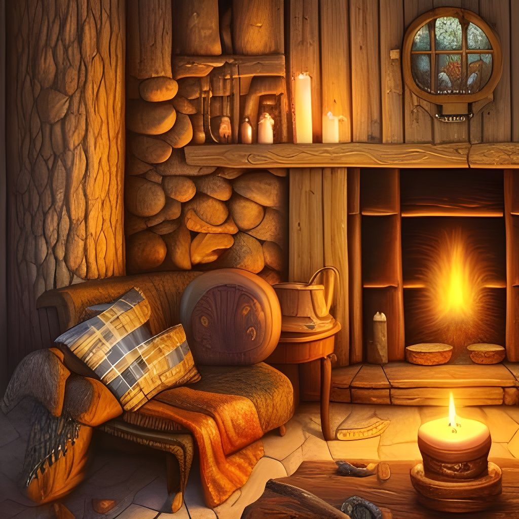 Cozy Cottage Interior  by @Lucky Tiger