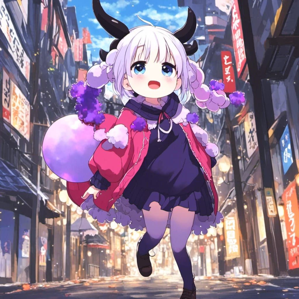 <lora:Kanna Kamui:1.0> in the streets of japan