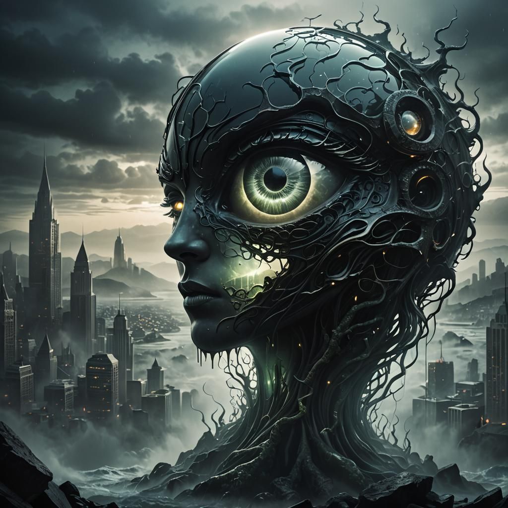 An enthralling 3D render of an optical illusion in a dark fa...