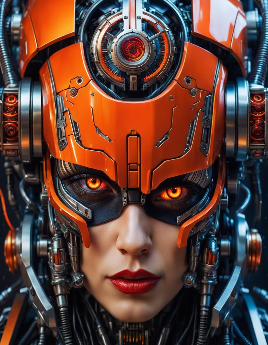 a cyberpunk biomechanical AI portrait 3