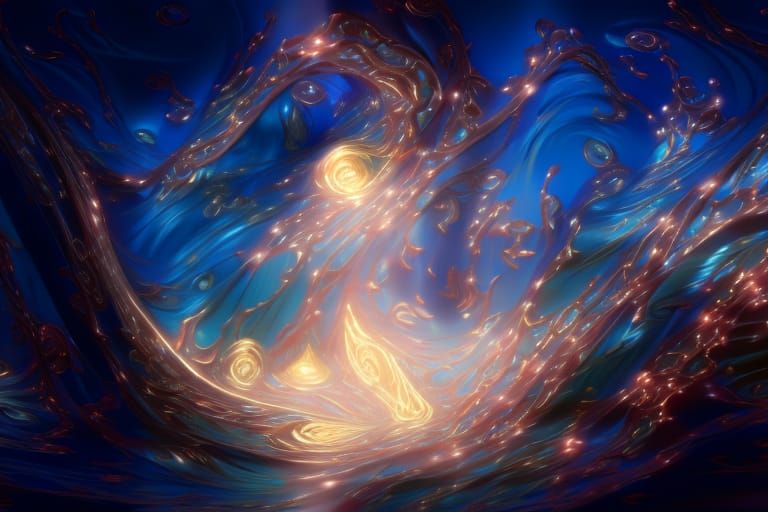 Magical Obsidian World in Hyperrealistic Rococo Style