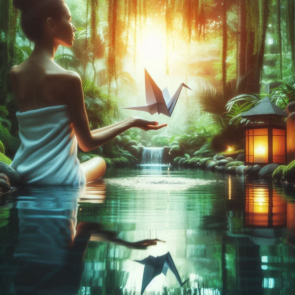 Origami crane at The Crane Spa, Barbados