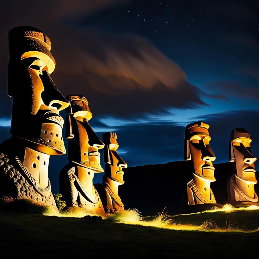 Moai Heads - AI Generated Artwork - NightCafe Creator