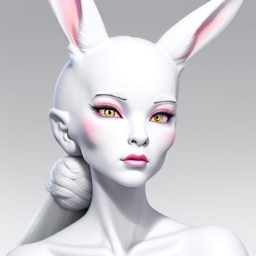 Hyper Realistic Snow Shoe Rabbit Portrait in White Canvas