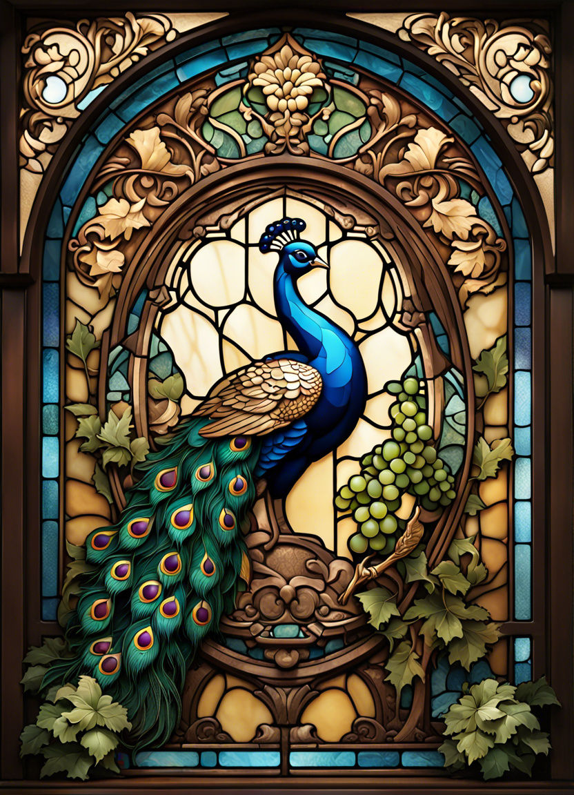 The ornate Peacock stainglass