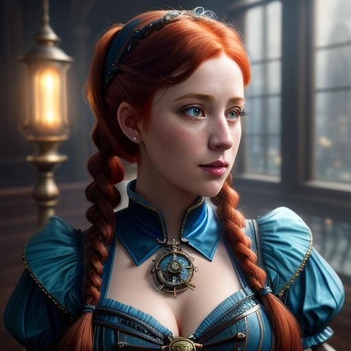 princess in long pigtail braids
