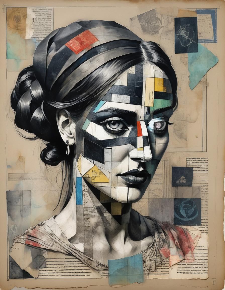 Technical drawing, Film Noire, orthogonal projection, ripped cloth