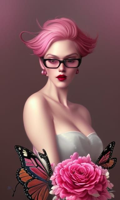 Exquisitely detailed bold voluptuous older plump white woman...