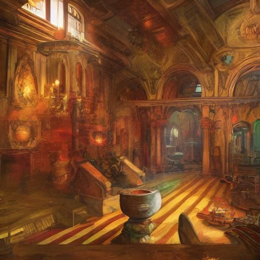 Italian Church Fresco with Steampunk Synthwave Elements