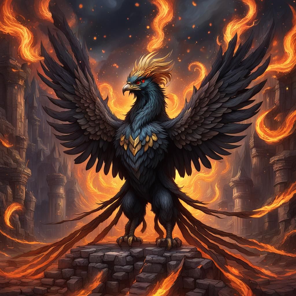 Animation of a black phoenix