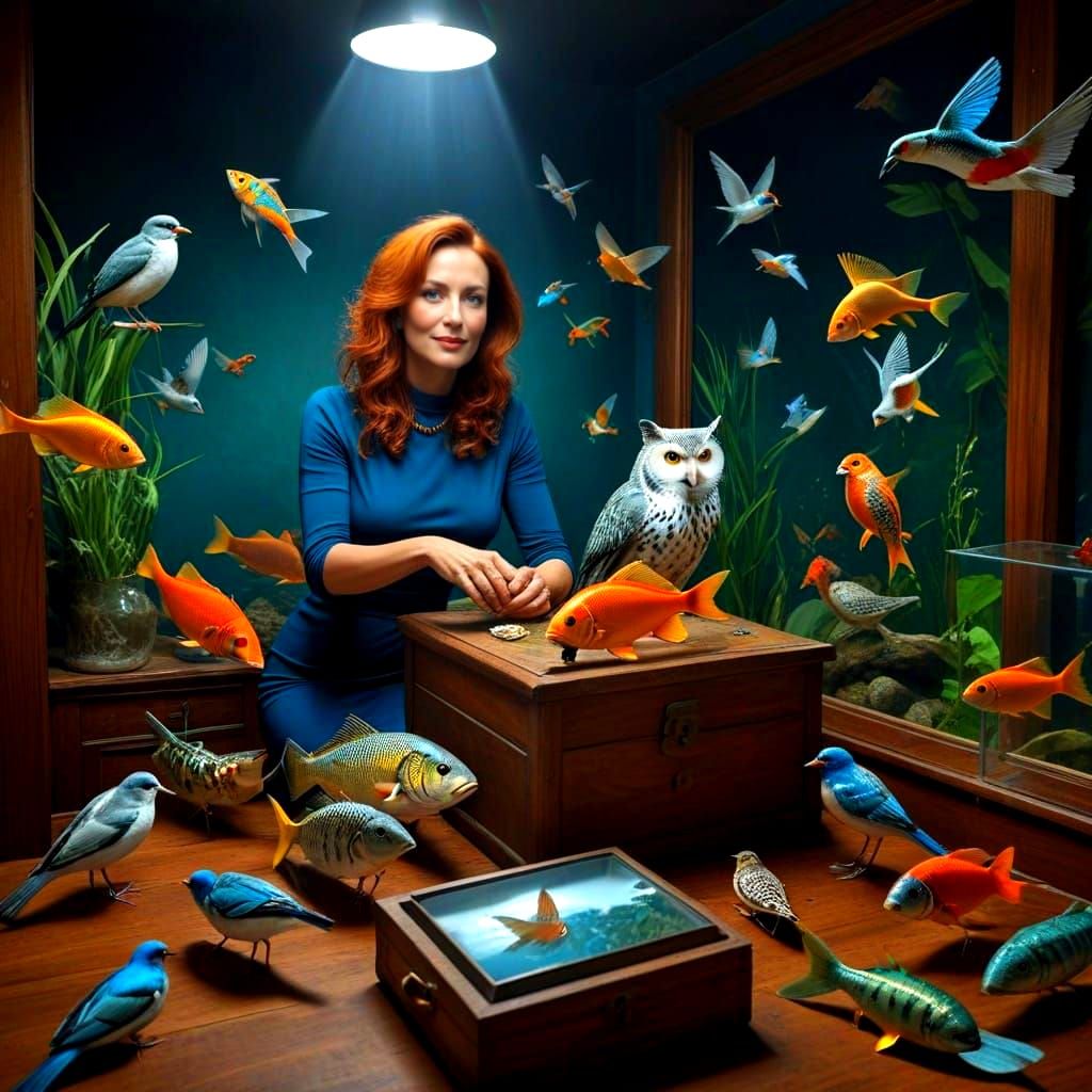 Surreal Portrait of a Dazzling Lady in a Vibrant Wonderland