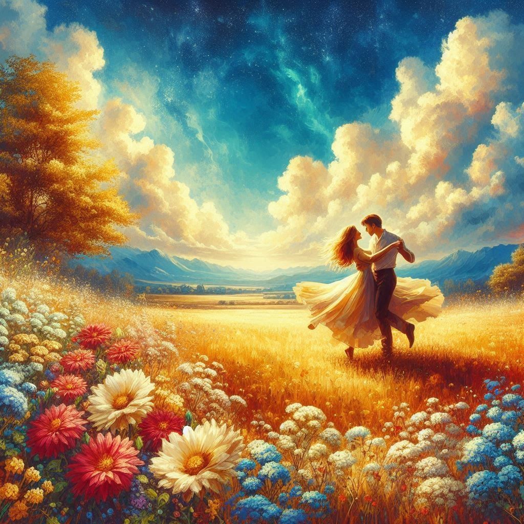 “Fields of Love: Dancing Amid The Flowers”