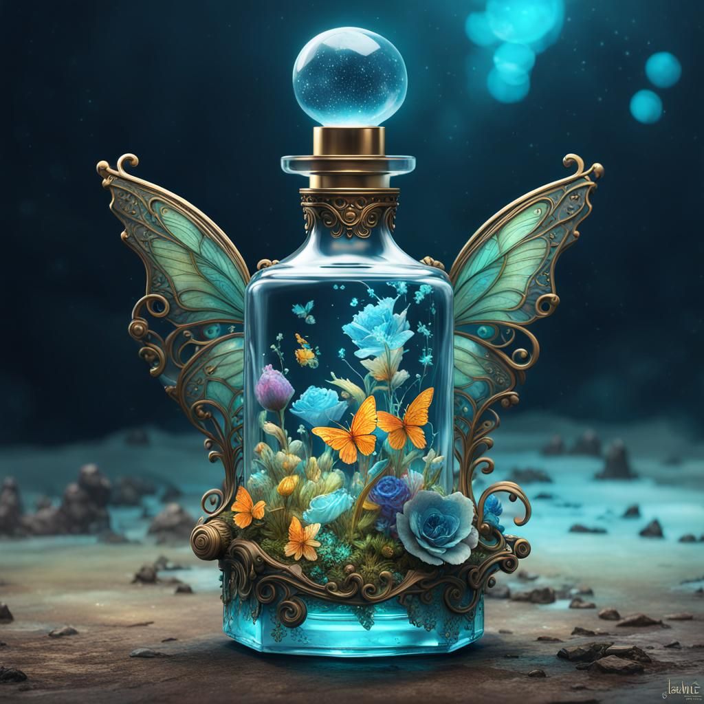 Bioluminescent Fairy Perfume Bottle in Fantasycore Style