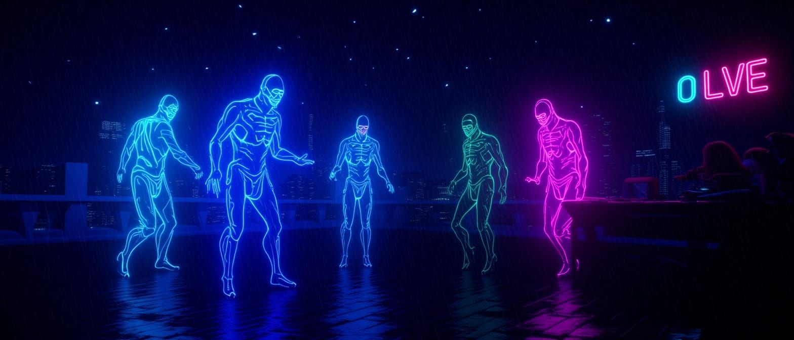 Neon Afterlife Rave | Glow-in-the-Dark Neon Noir (Flux Kontext Dev + Clarity Upscale 45%)