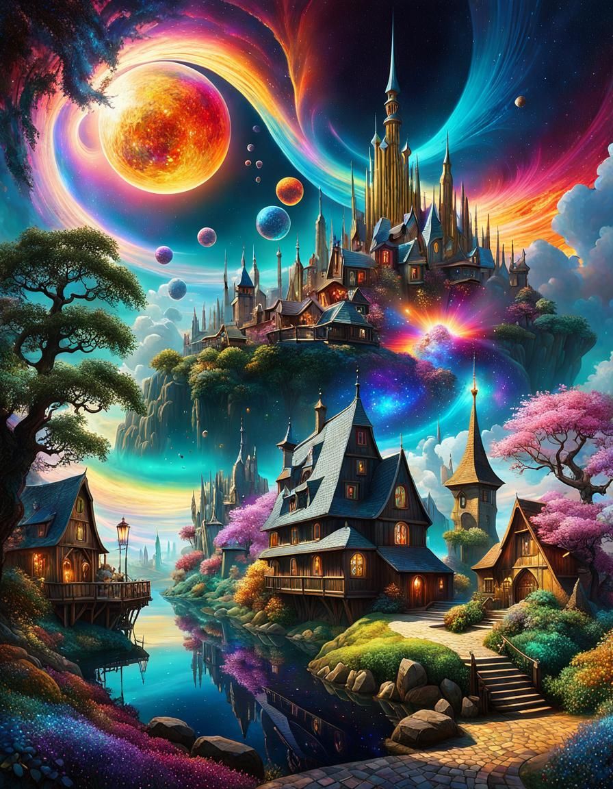 Multicolor fantasy landscape  by @Dennis art
