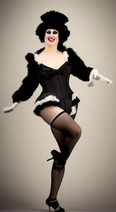 gibbon (??) with petticoat (??) as burlesque dancer