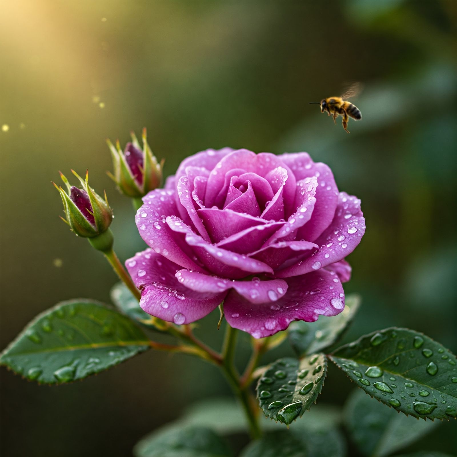 Rose flower with morning dew