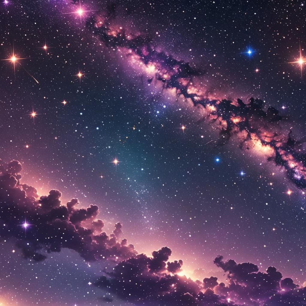 Sparkling Anime Night Sky in 3D