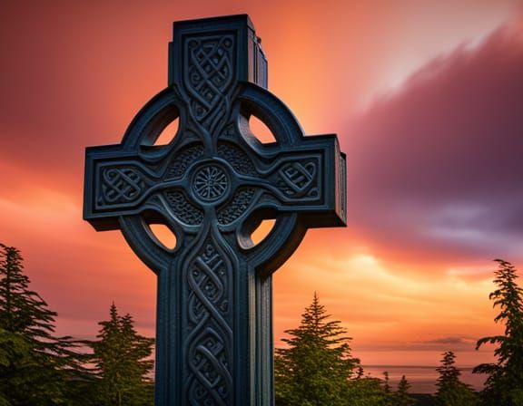 a Celtic High Cross in the Scottish Highlands, colorful, 8k ...