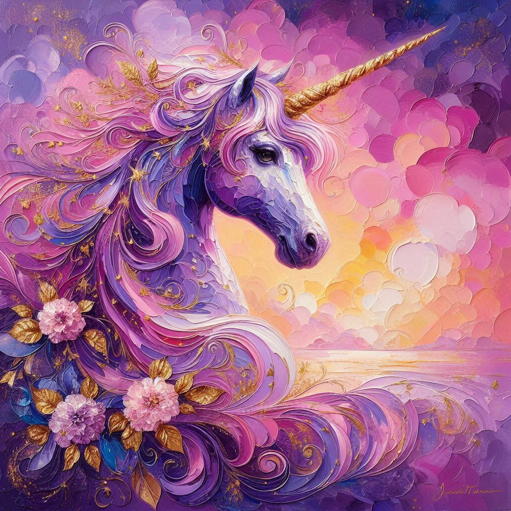 purple, pink and gold