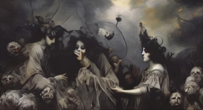 "Queen of madness."  Gorgeous, Ominous, Nightmarish, Menacing, Occult, Intricately Designed, Elaborate, Complex, Stygian, hyperrealistic, Ar...