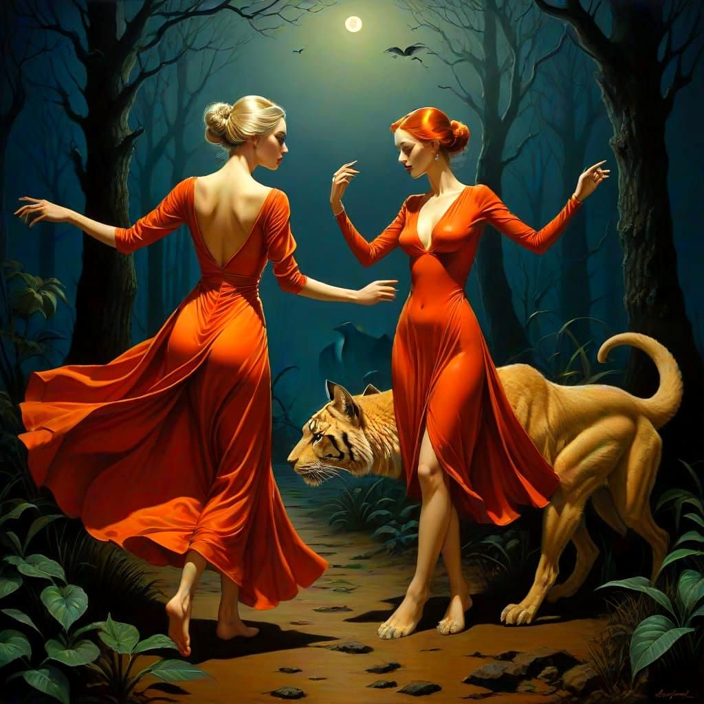 Ethereal Surrealism Under Full Gold Moon: Dreamlike Visions....