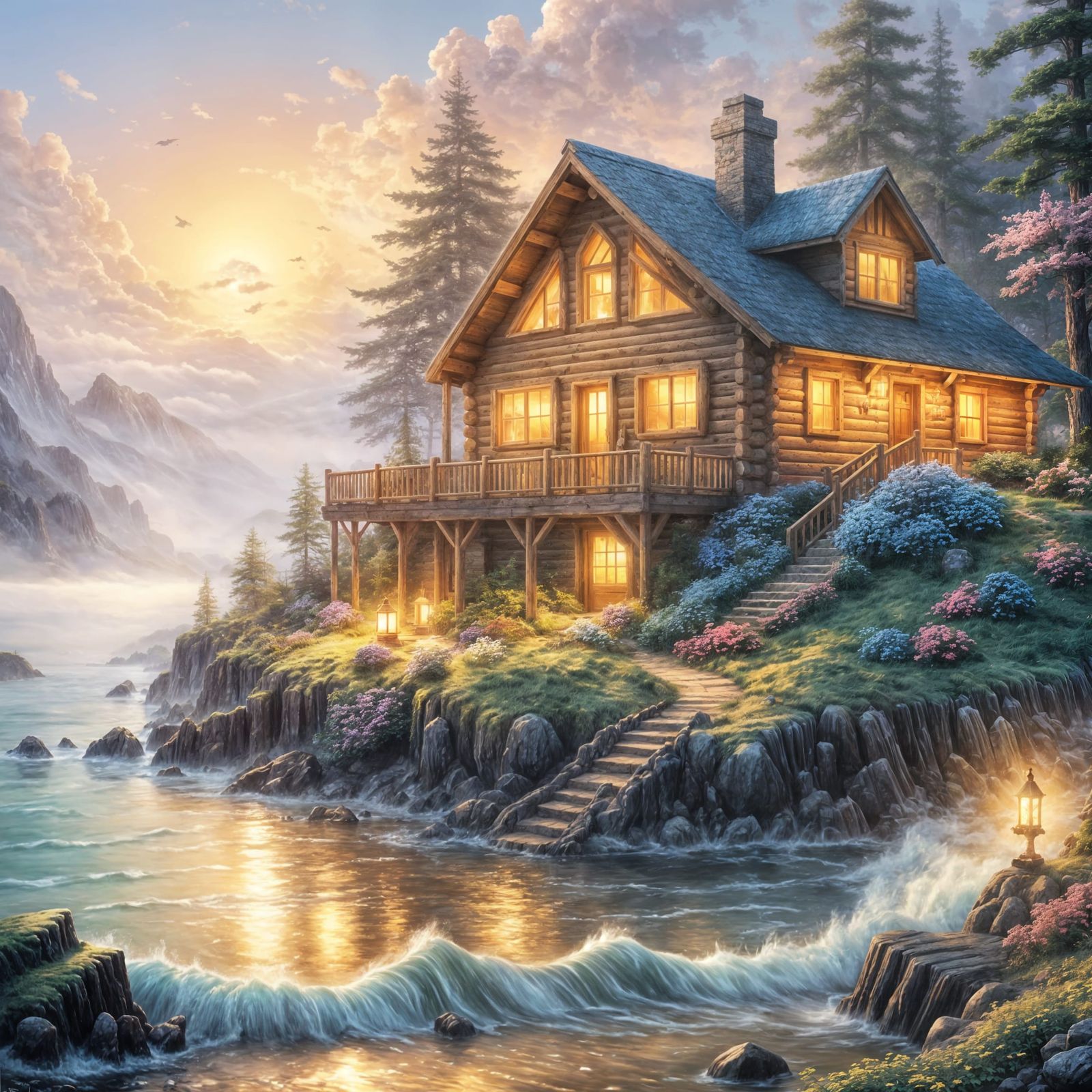 log cabin by the sea  by @Merumeru Meru