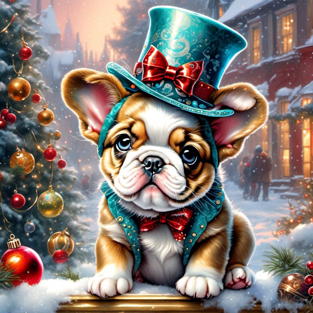 Christmas Bulldog Puppy