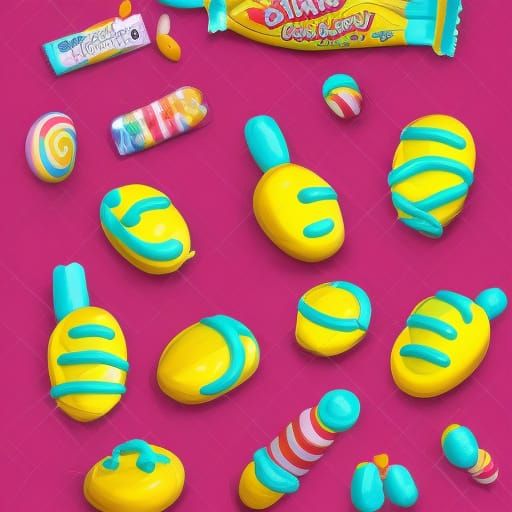 Banana Bombs Candy Art Style Whimsical Playful Colorful Candy 🍬🍭 Candyland Art