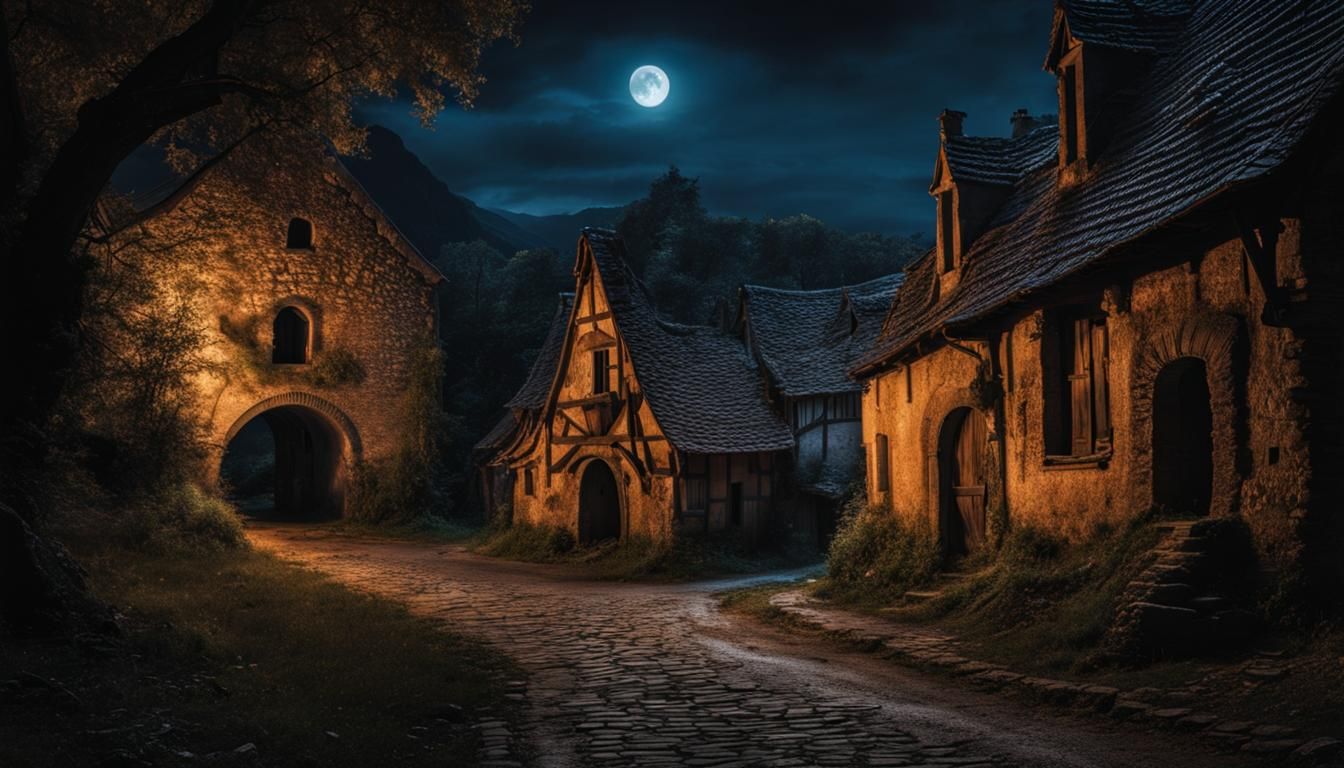 Spooky medieval village  by @Necrum