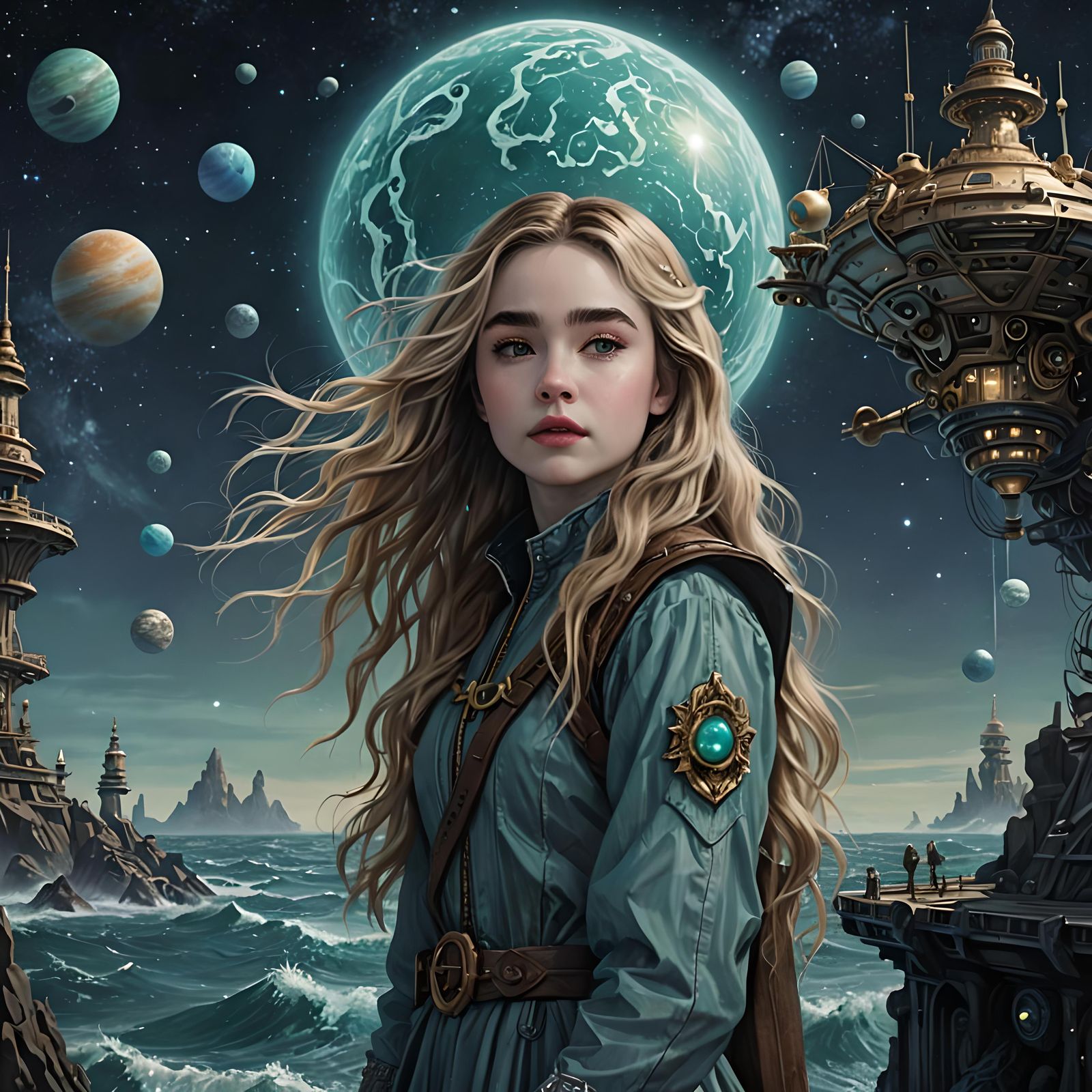 Sabrina Carpenter travels to Neptune, 8k resolution concept ...