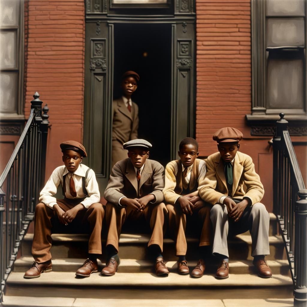adolescents sitting on a stoop in 1930s Harlem, James Van Der Zee  by @Carol