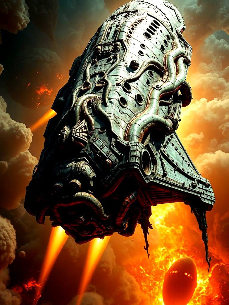  A colossal, bio-mechanical alien spaceship