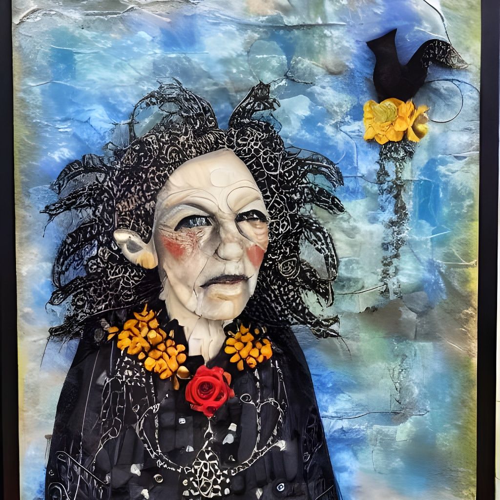 Bohemian Woman in Luminous Gothic Collage