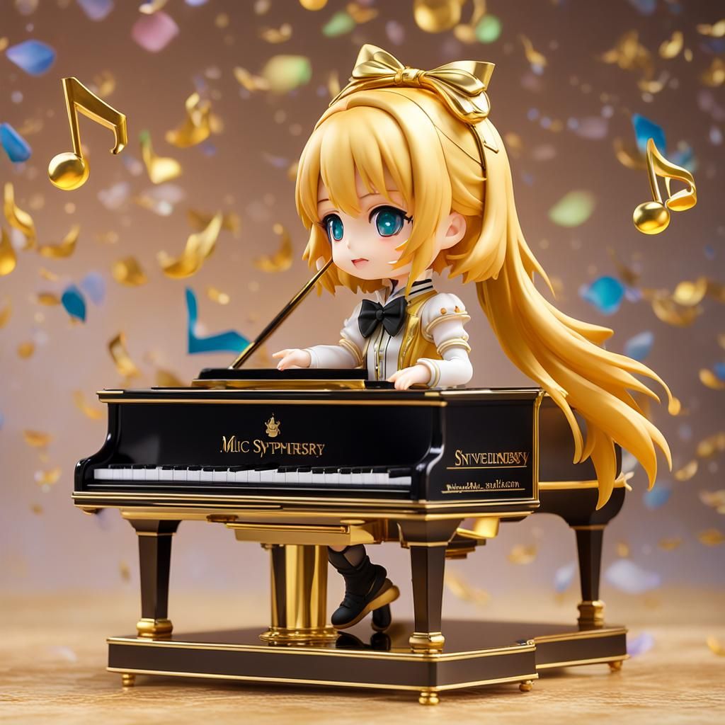 Nendoroid Kagamine Rin Playing the piano on top of a music box as a ...