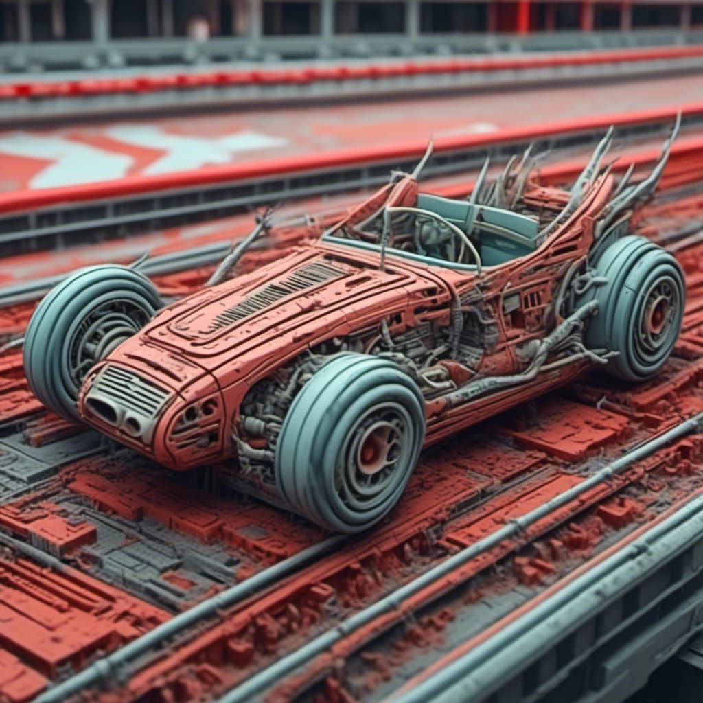  <lora:Boneyard:1.0>Sports car on a race track
