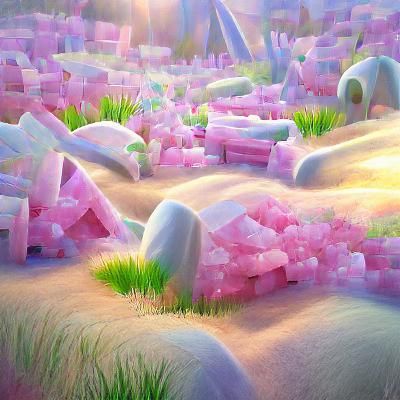 A world where the grass is made of crystals.