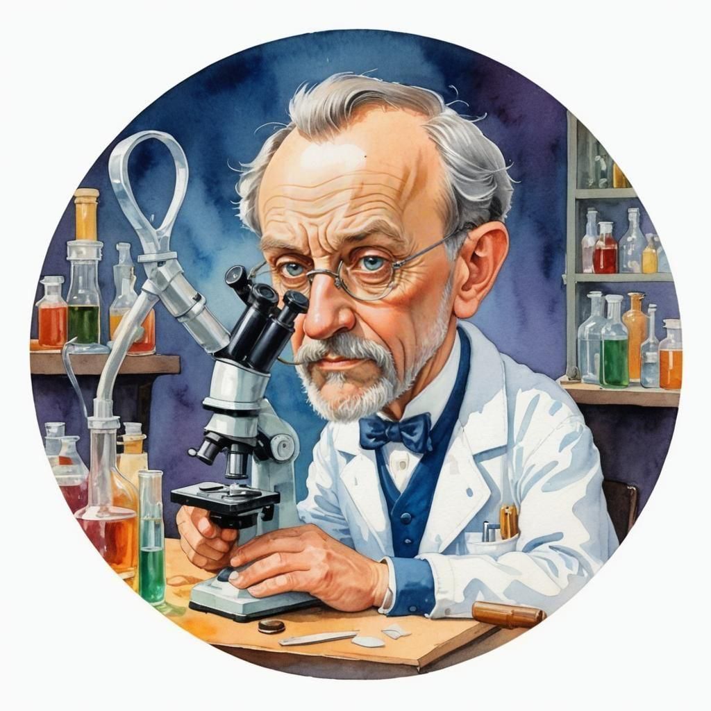 Silly, exaggerated caricature of Louis Pasteur
French chemis...