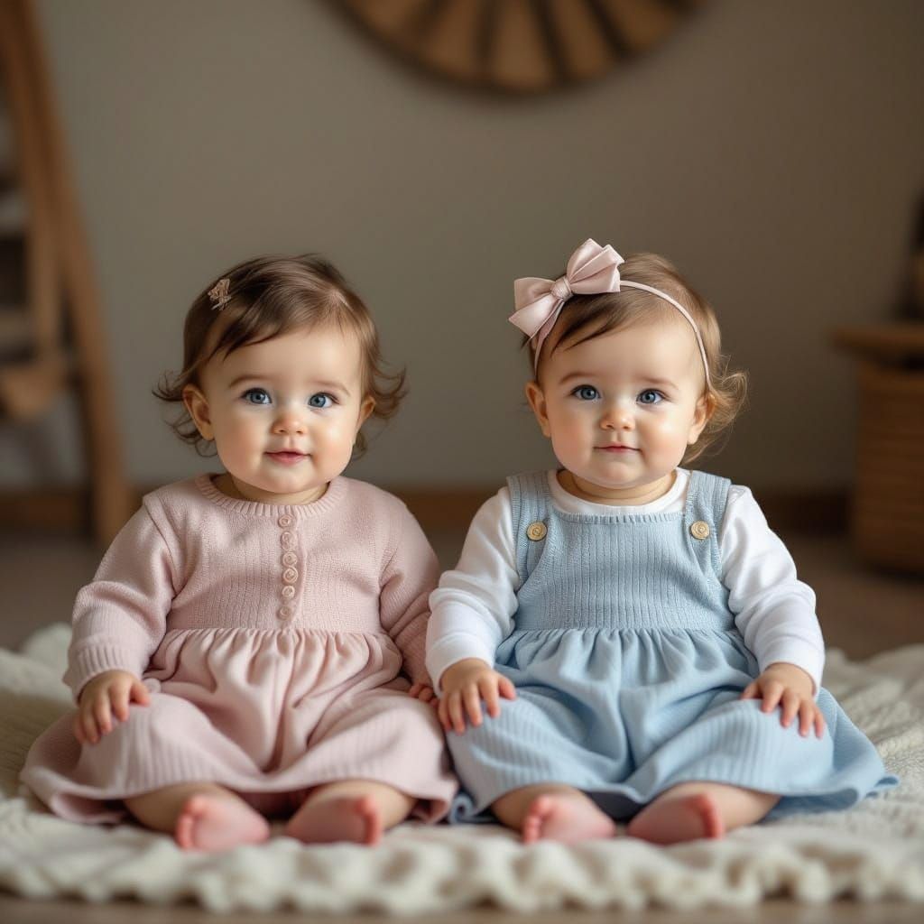 Two Adorable Babies Swinging Joyfully