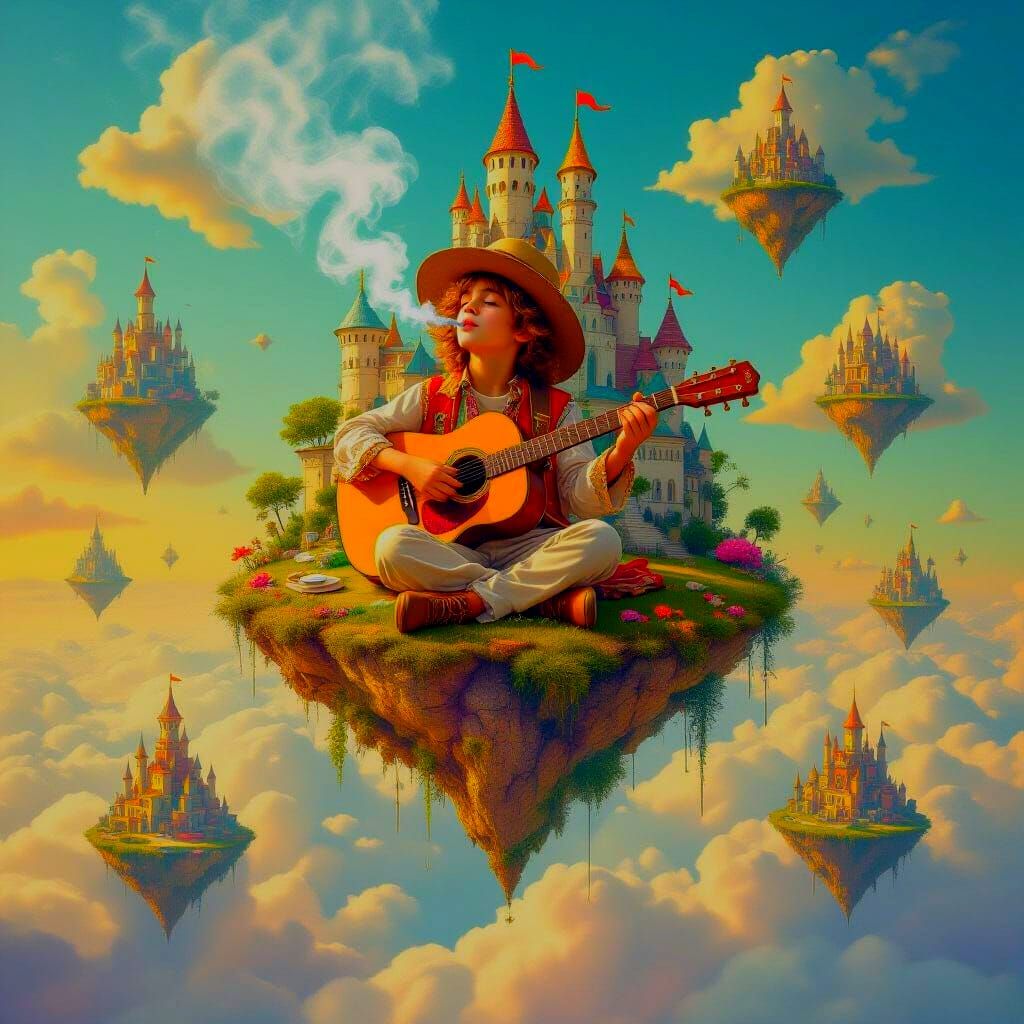 Floating Island With Palaces and a Hippie Musician