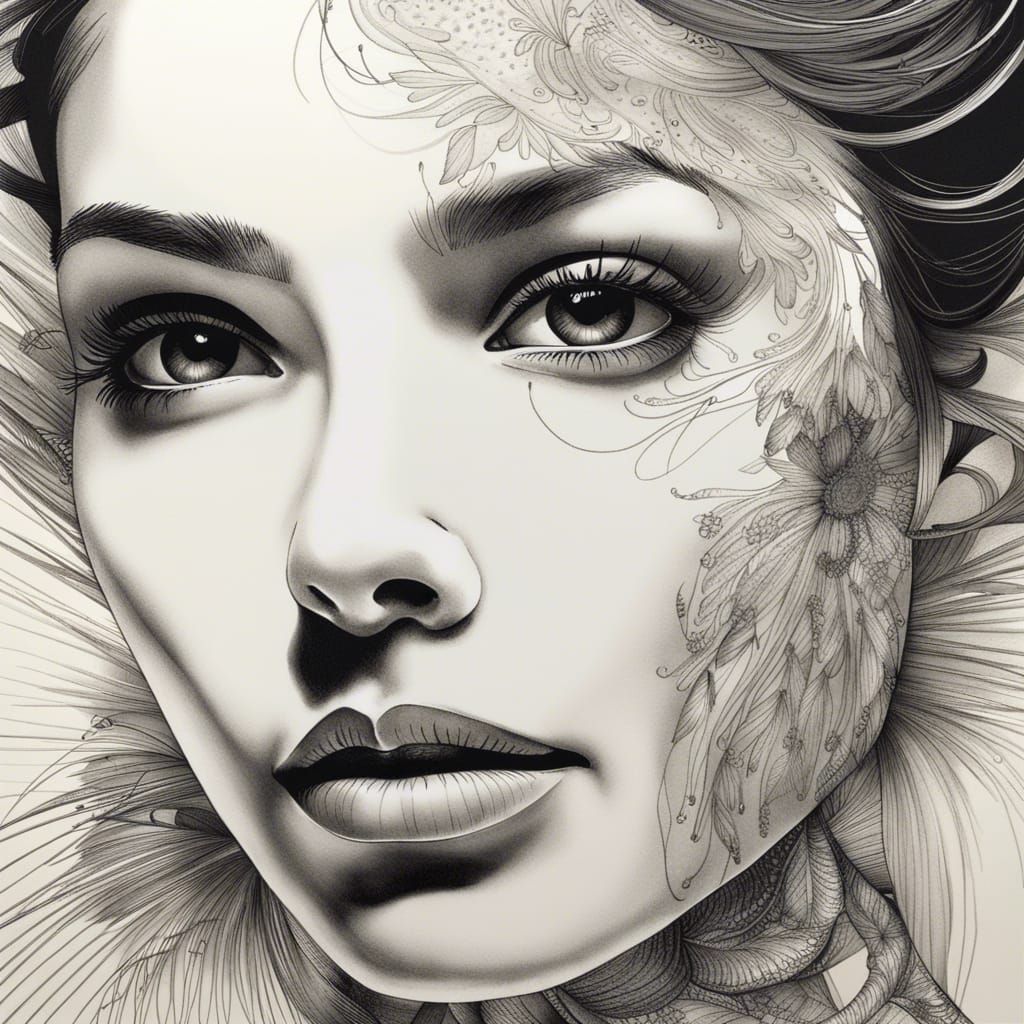 "A Study in Ink: The Woman's Essence"  by @Mark_Loves_Coffee_