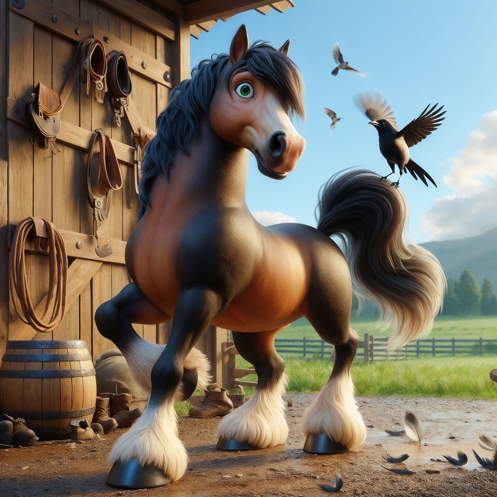 Farm Life - Doesn't like Magpies.