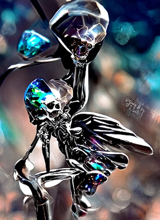 Titanium black shiny bioluminescence skeleton skeletal angel...