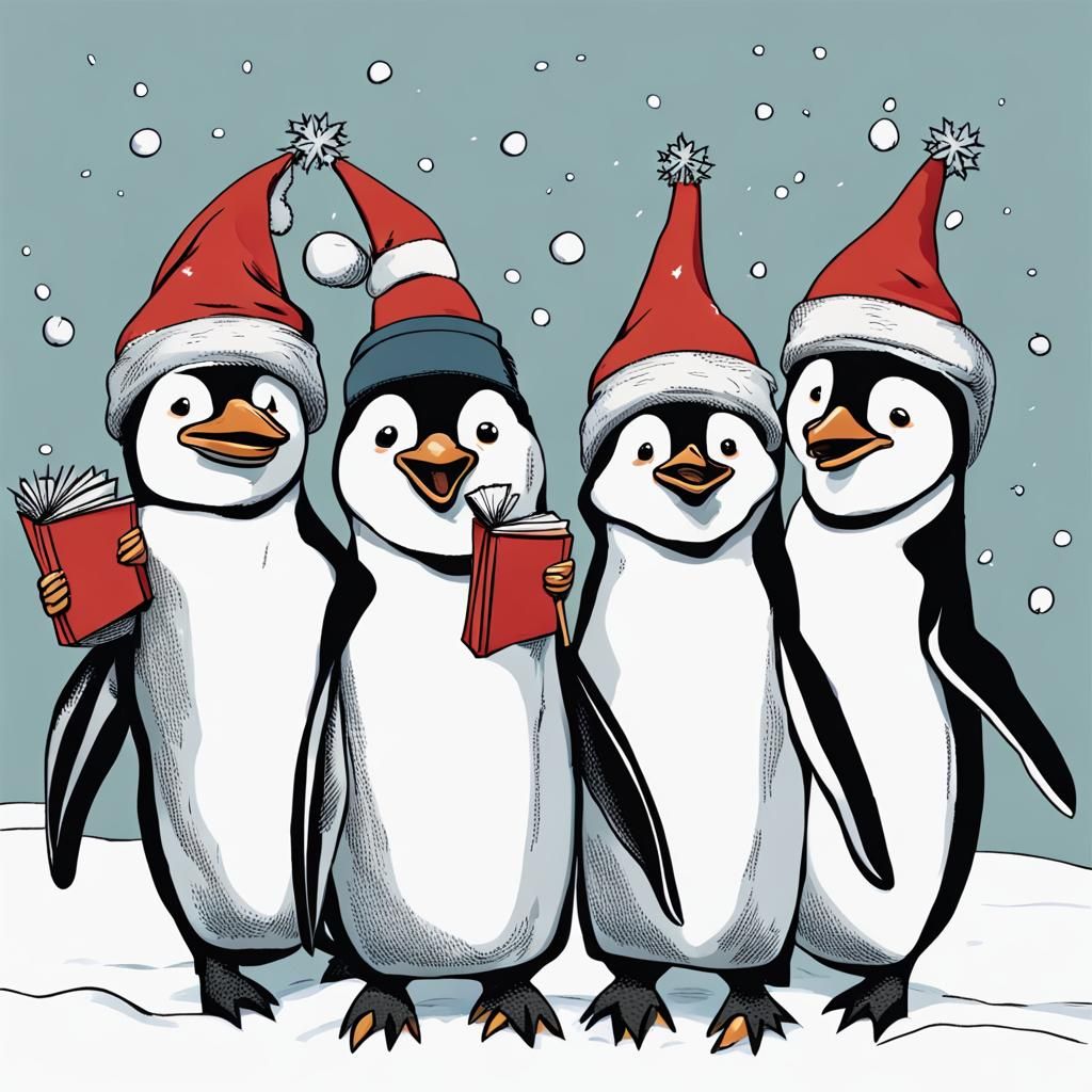 Penguins singing Christmas carols - AI Generated Artwork - NightCafe ...