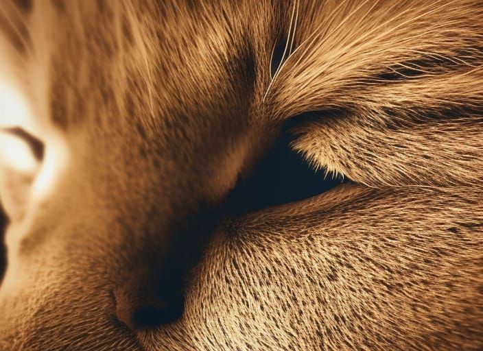 Kitty eyes closed Professional photography, bokeh, natural lighting