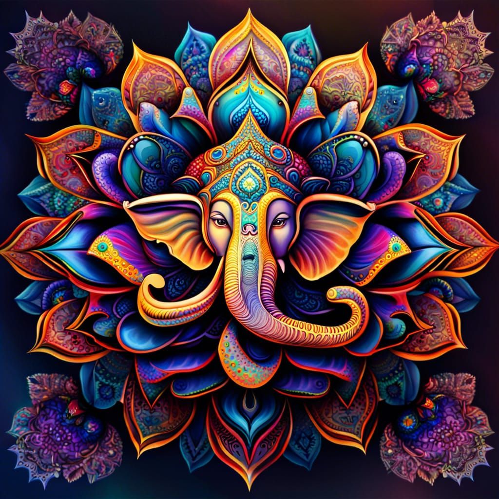 Intricate Ganesh faced Flower Mandalas - AI Generated Artwork ...